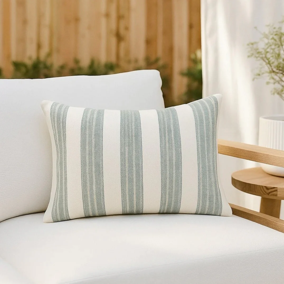 Anaya Home Sardinia Stripe Indoor & Outdoor Pillow ~ Mint Green ~ Available In 14 x 20, 20 x 20, And 24 x 24