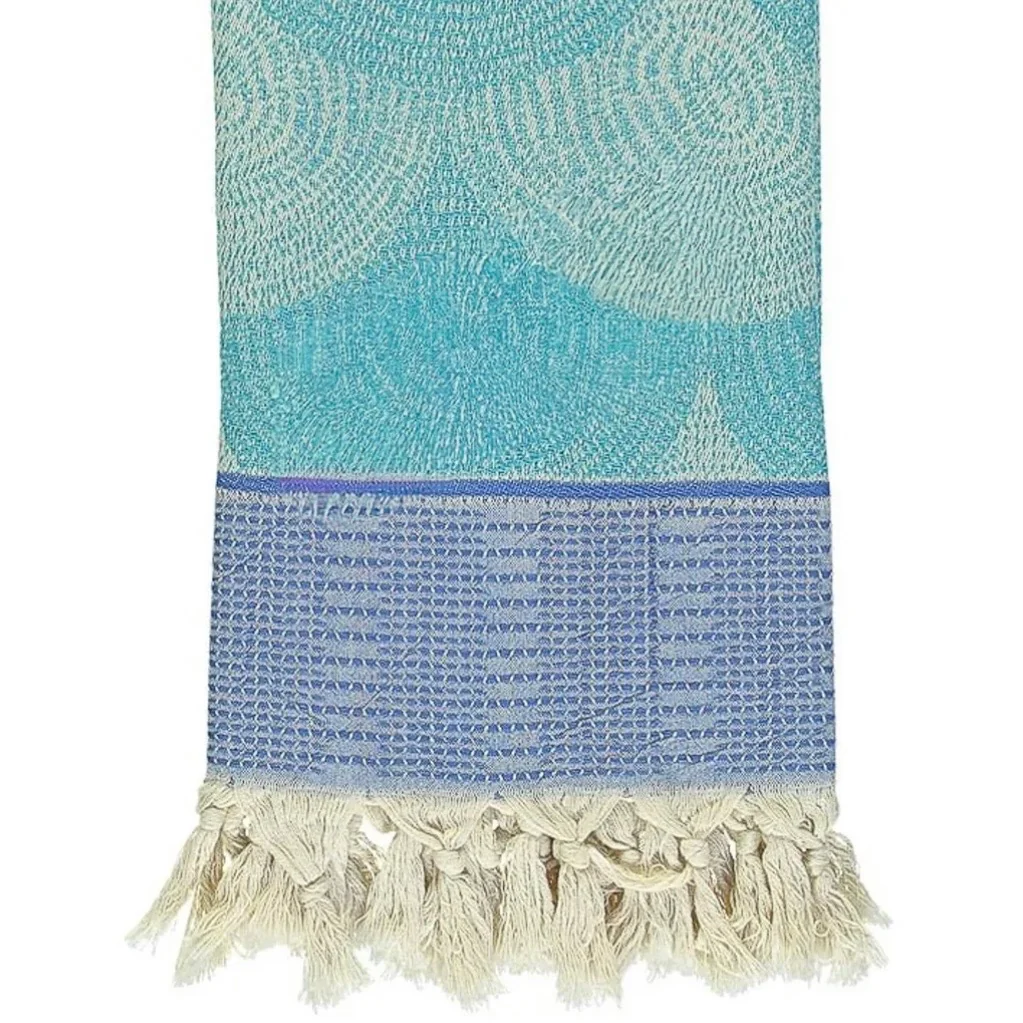 Anaya Home Scallop Stripe Turkish Cotton Towel ~ Blue - Image 3