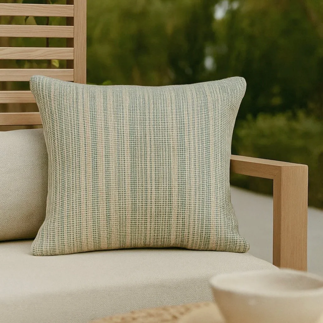 Anaya Home Seagrass Stripe Indoor & Outdoor Pillow ~ Pure Green ~ Available In 14 x 20, 20 x 20, And 24 x 24 - Image 2