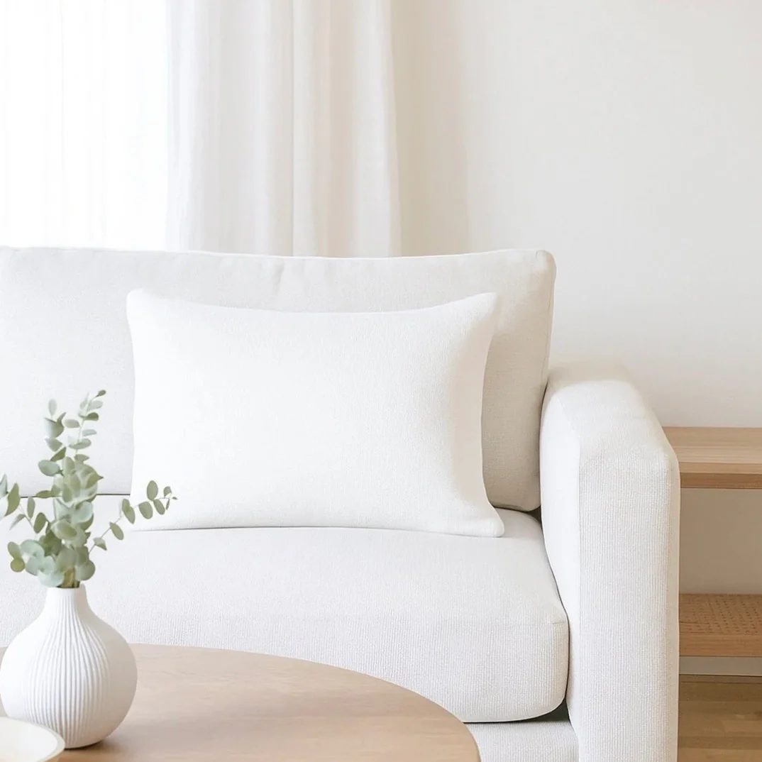 Anaya Home So Soft Linen Bright White Lumbar Pillow 14x20 With Down Insert