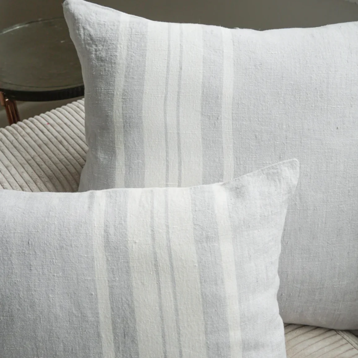 Anaya Home So Soft Linen Light Grey Bold Stripe Pillow 14x20 With Down Insert ~ DREAMY BEDDING SALE ~ Limited Quantity - Image 4