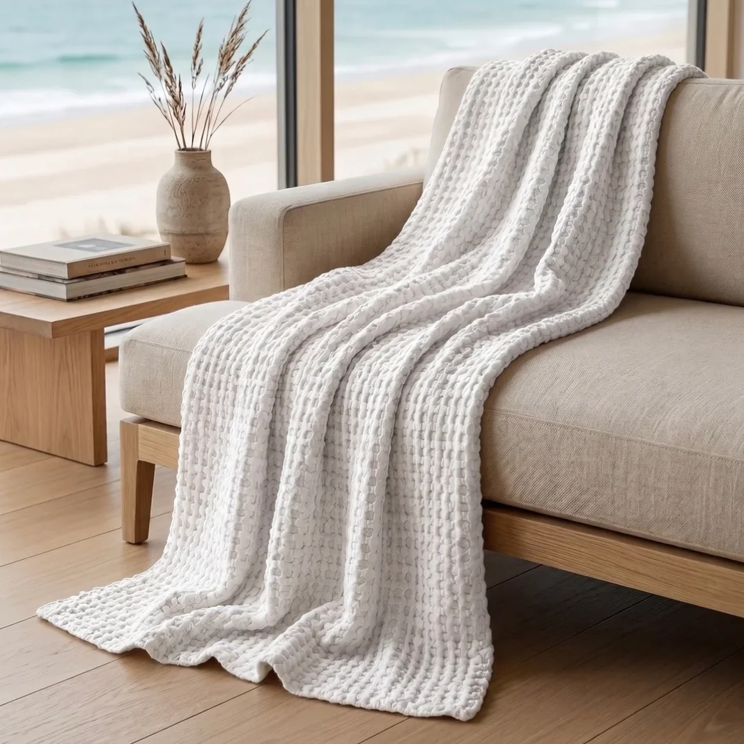 Anaya Home Stonewashed Cotton King Bed Blanket ~ White  ~ DREAMY BEDDING SALE ~ Limited Quantity - Image 2