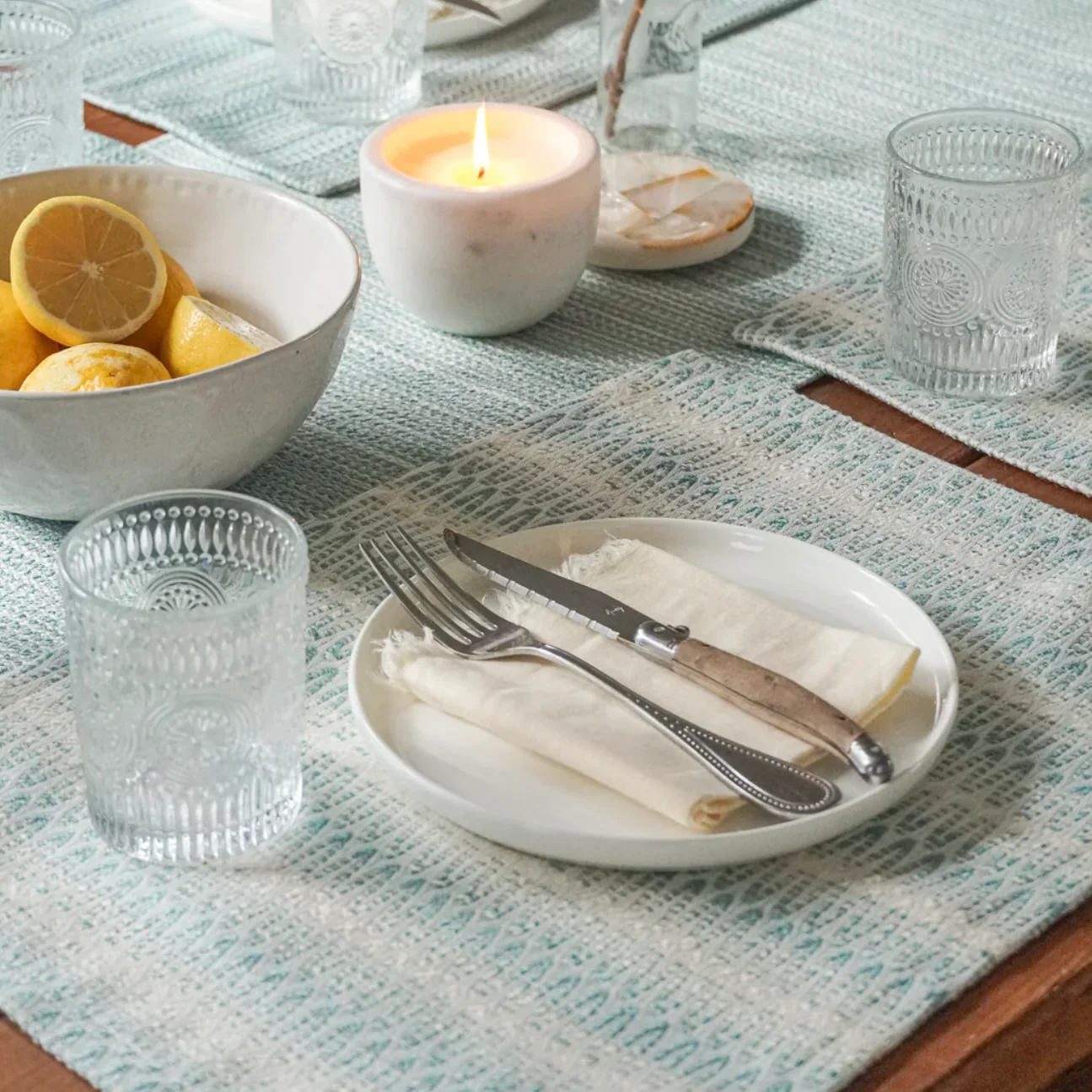 Anaya Home Summer Twist Aqua Indoor Outdoor Placemat - Image 3
