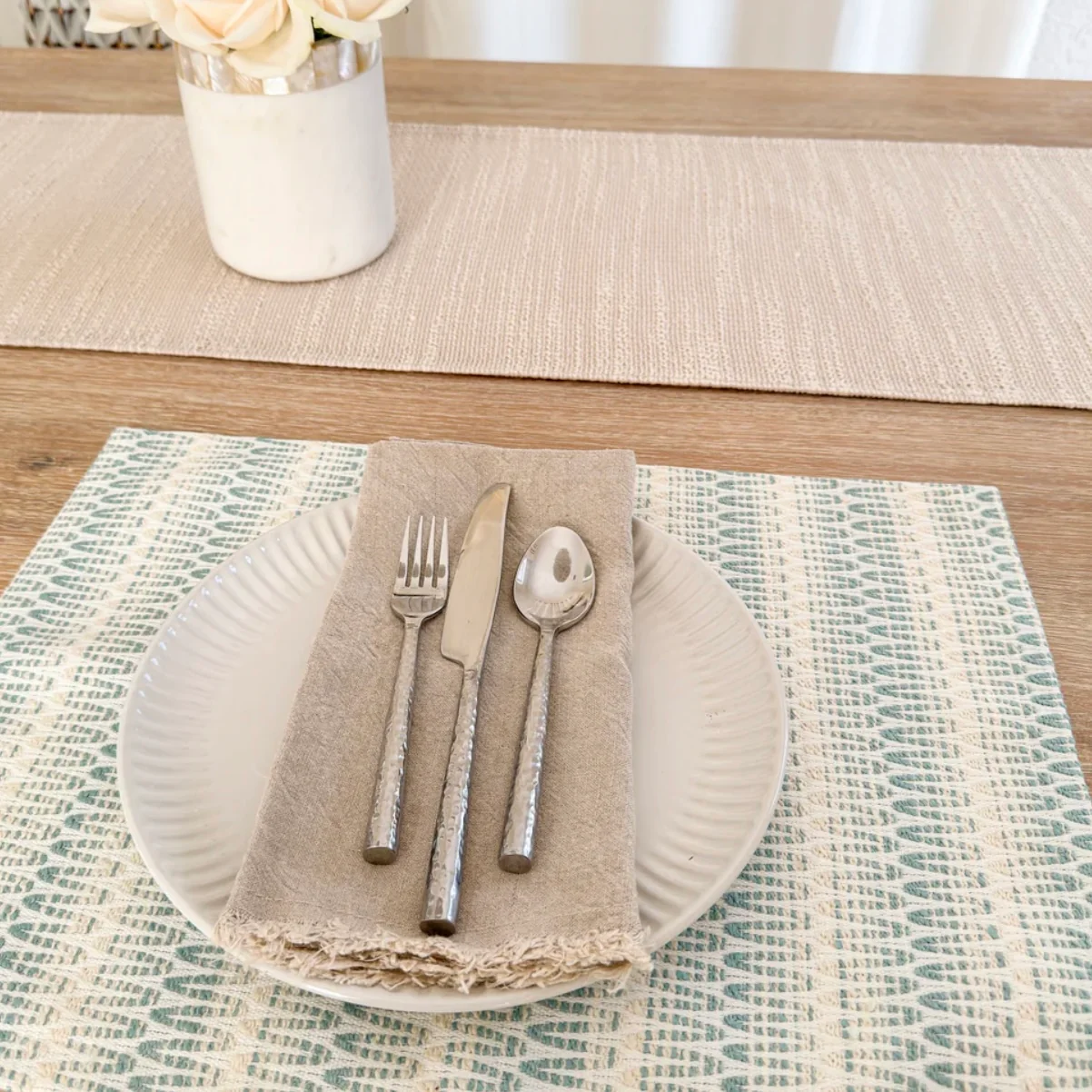 Anaya Home Summer Twist Aqua Indoor Outdoor Placemat - Image 6