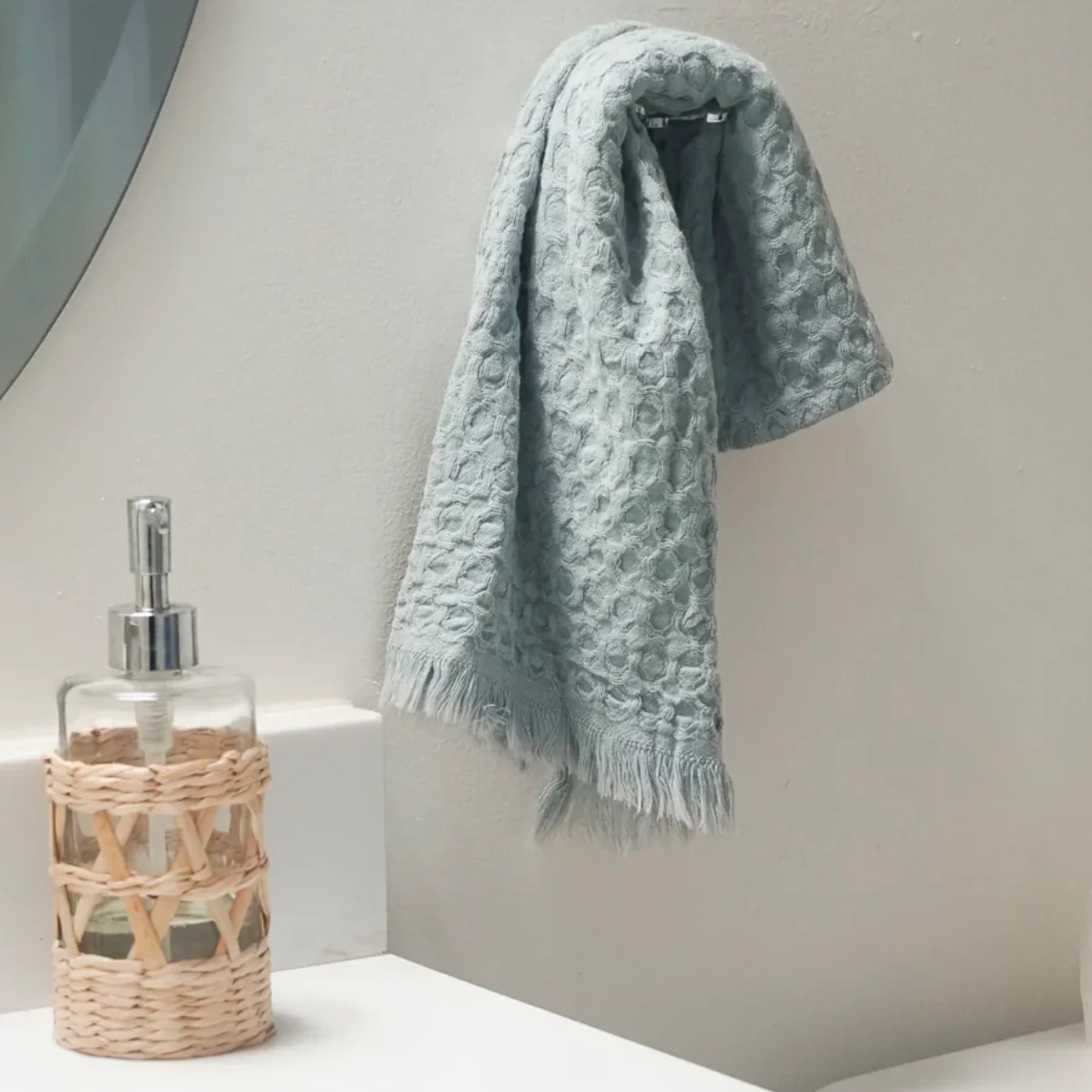 Anaya Home Turkish Cotton Waffle Weave Hand Towels Set of 2 - Image 9