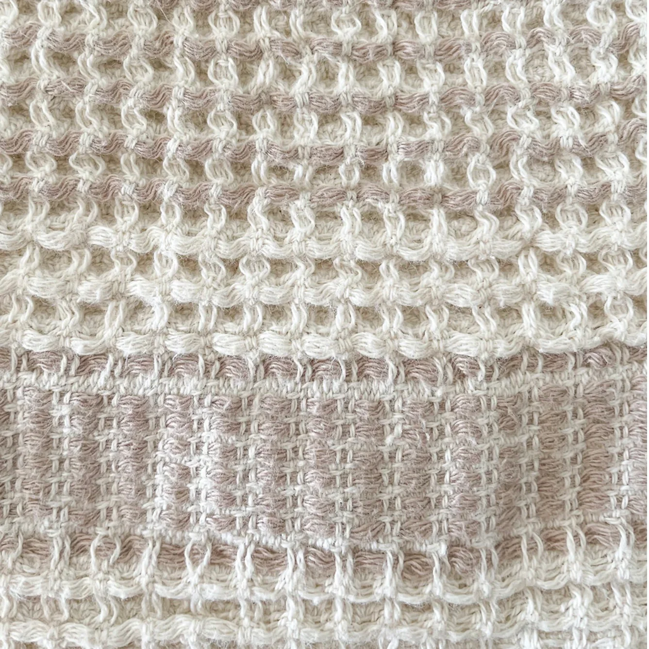 Anaya Home Waffle Striped Turkish Cotton Bath Towel ~ Warm Beige - Image 3