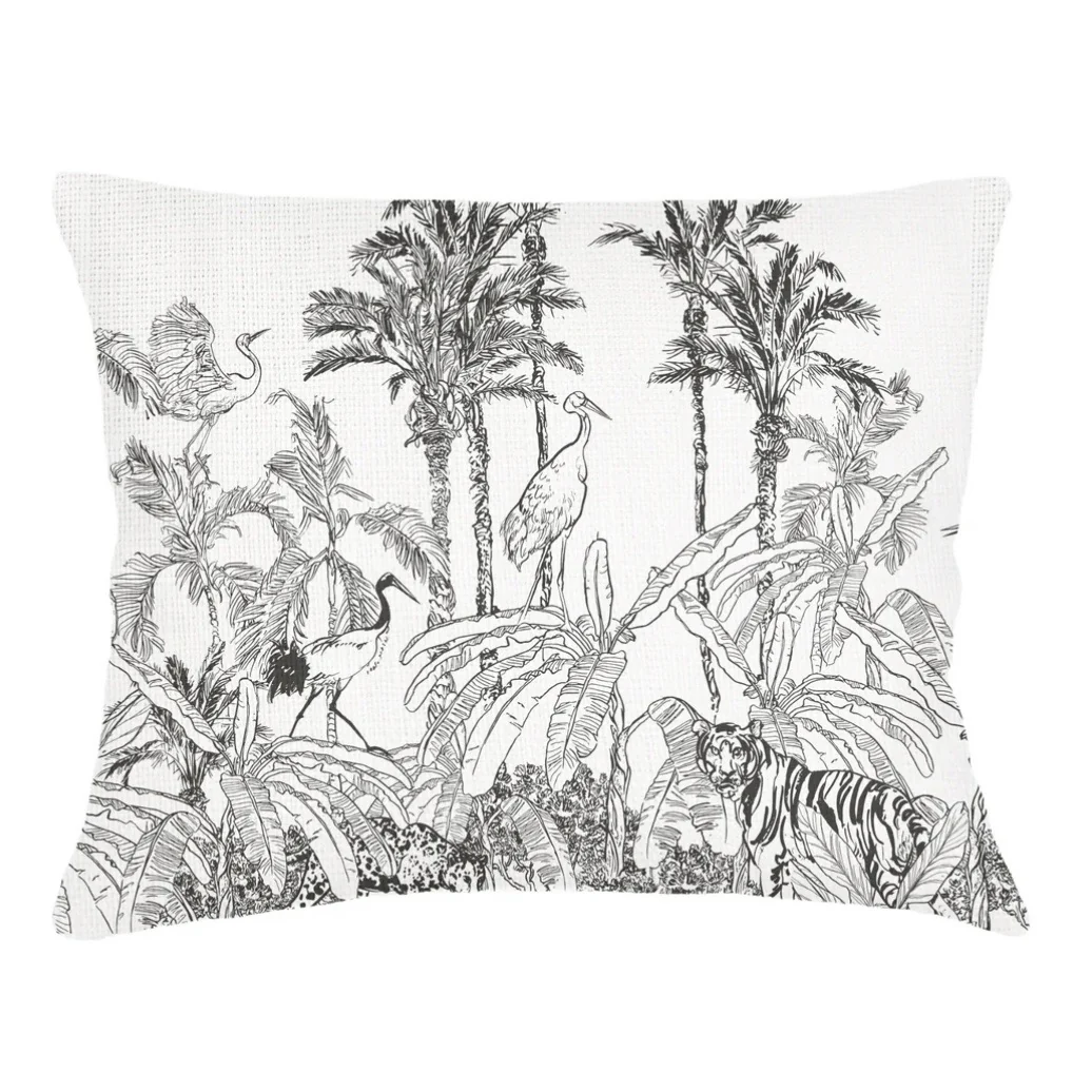 Anaya Home Wildlife Toile Linen Pillow With Down Feather Insert ~ Black & White ~ Available In 14x20, 14x40, 20x20, 22x22, 26x26, And 28x36 - Image 10