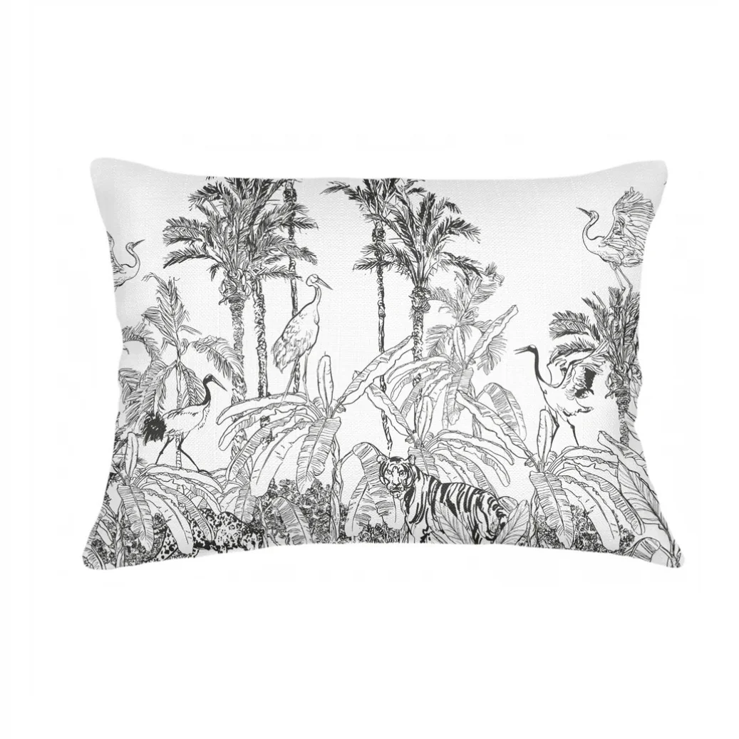 Anaya Home Wildlife Toile Linen Pillow With Down Feather Insert ~ Black & White ~ Available In 14x20, 14x40, 20x20, 22x22, 26x26, And 28x36 - Image 7