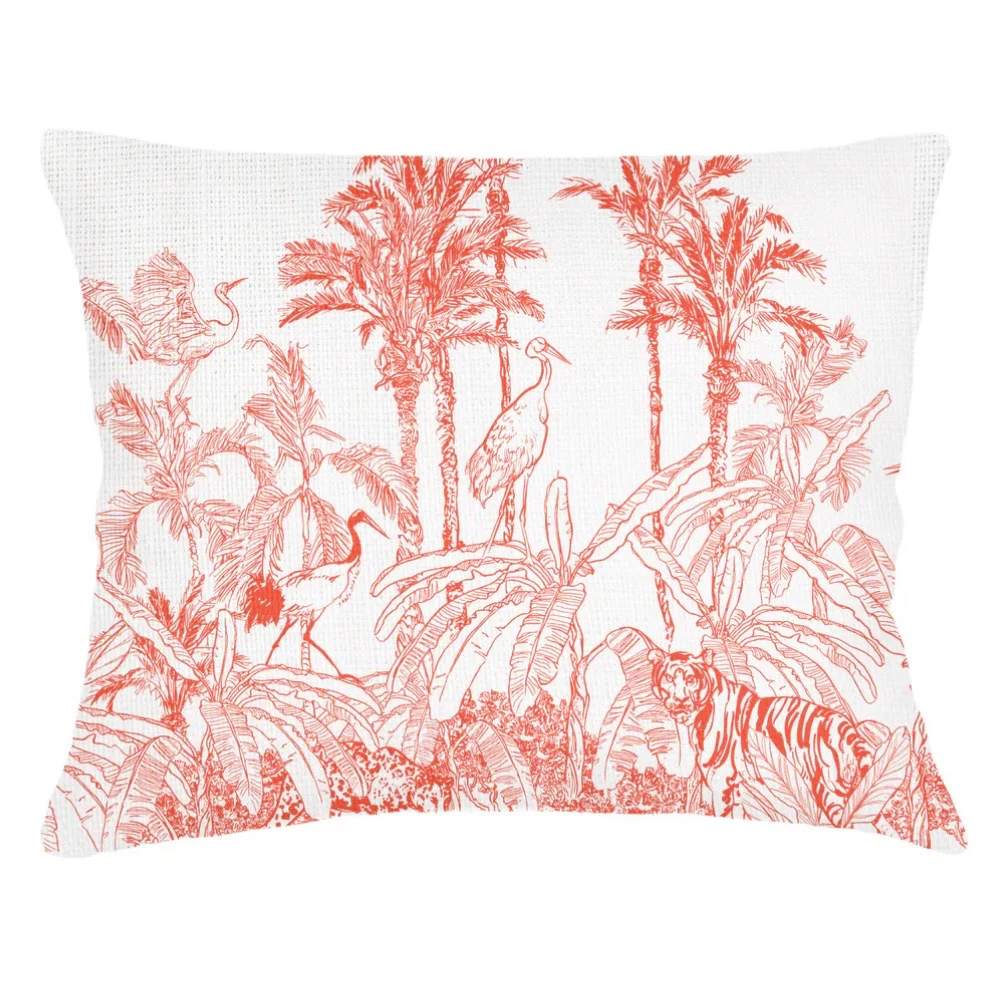 Anaya Home Wildlife Toile Linen Pillow With Down Feather Insert ~ True Orange ~ Available In 14x20, 14x40, 20x20, 22x22, 26x26, And 28x36 - Image 11