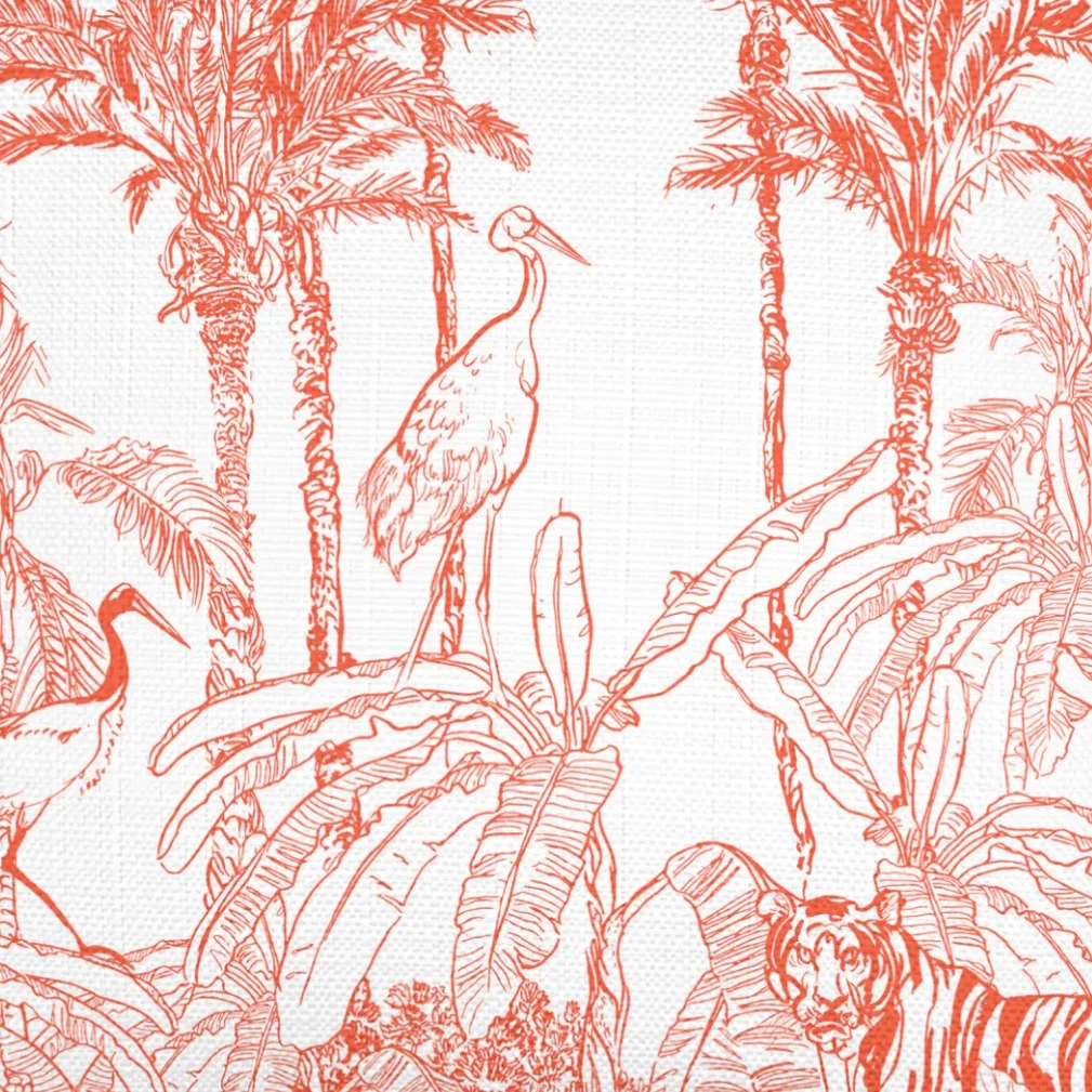 Anaya Home Wildlife Toile Linen Pillow With Down Feather Insert ~ True Orange ~ Available In 14x20, 14x40, 20x20, 22x22, 26x26, And 28x36 - Image 12