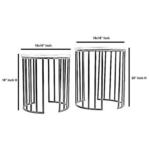 Surya Ansh Modern Wood Top With Black Metal Base Set of 2 Nesting Accent Side Tables ANH-003 - Image 7