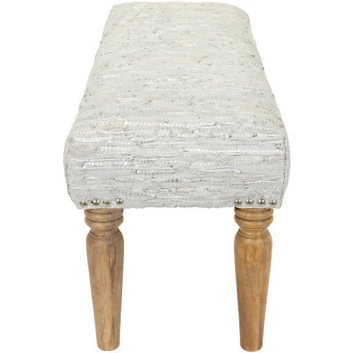 Surya Anthracite Rustic Modern Hand Woven Fabric Bench With Natural Wood Base ATE-001 - Image 3