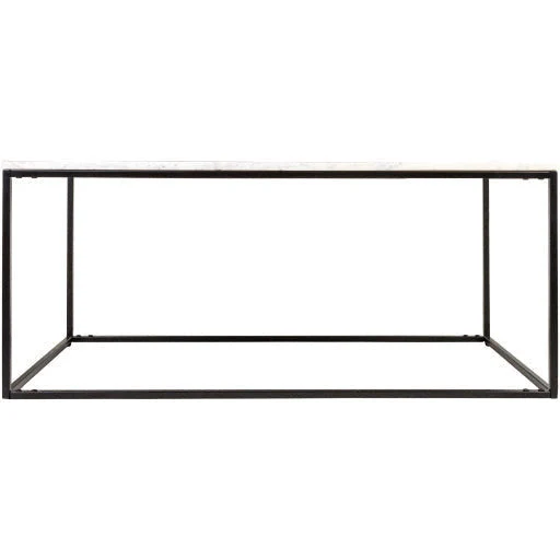 Surya Aryaa Modern White Marble Top With Black Metal Base Coffee Table YAA-001 - Image 7