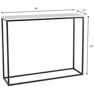Surya Aryaa Modern White Marble Top With Black Metal Base Console Table YAA-007 - Image 6