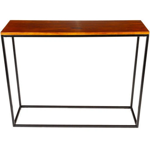Surya Aryaa Modern Dark Brown Wood Top With Black Metal Base Console Table YAA-008 - Image 3
