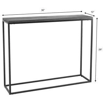 Surya Aryaa Modern Dark Brown Wood Top With Black Metal Base Console Table YAA-008 - Image 5