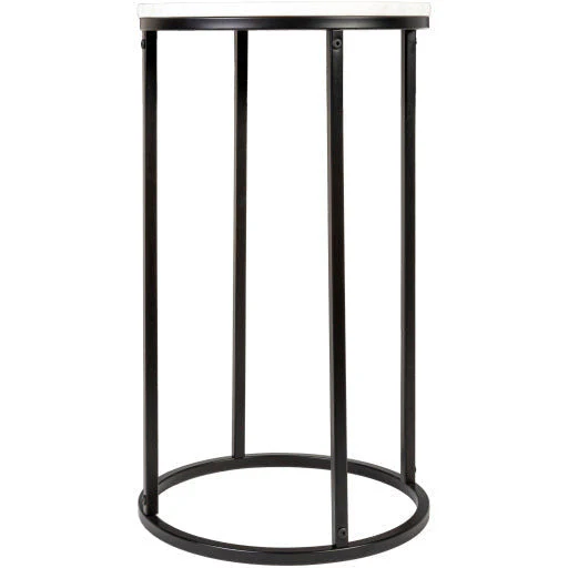 Surya Aryaa Modern White Marble Top With Black Metal Base Round Accent Side Table YAA-013 - Image 3