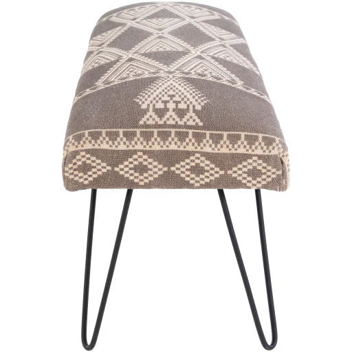 Surya Asmara Rustic Modern Hand Woven Fabric Bench With Black Metal Base RAM-001 - Image 3