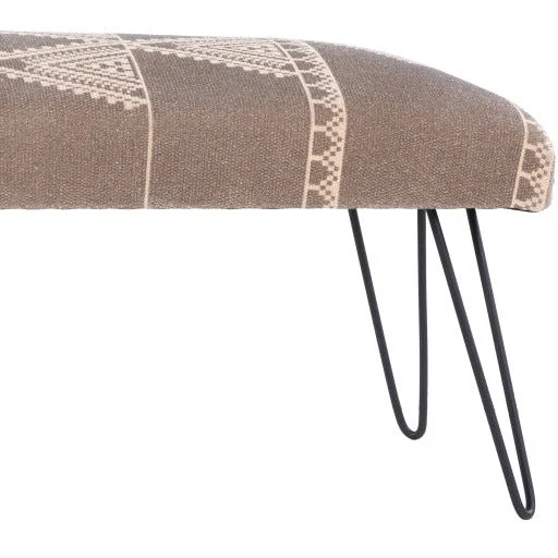 Surya Asmara Rustic Modern Hand Woven Fabric Bench With Black Metal Base RAM-001 - Image 4