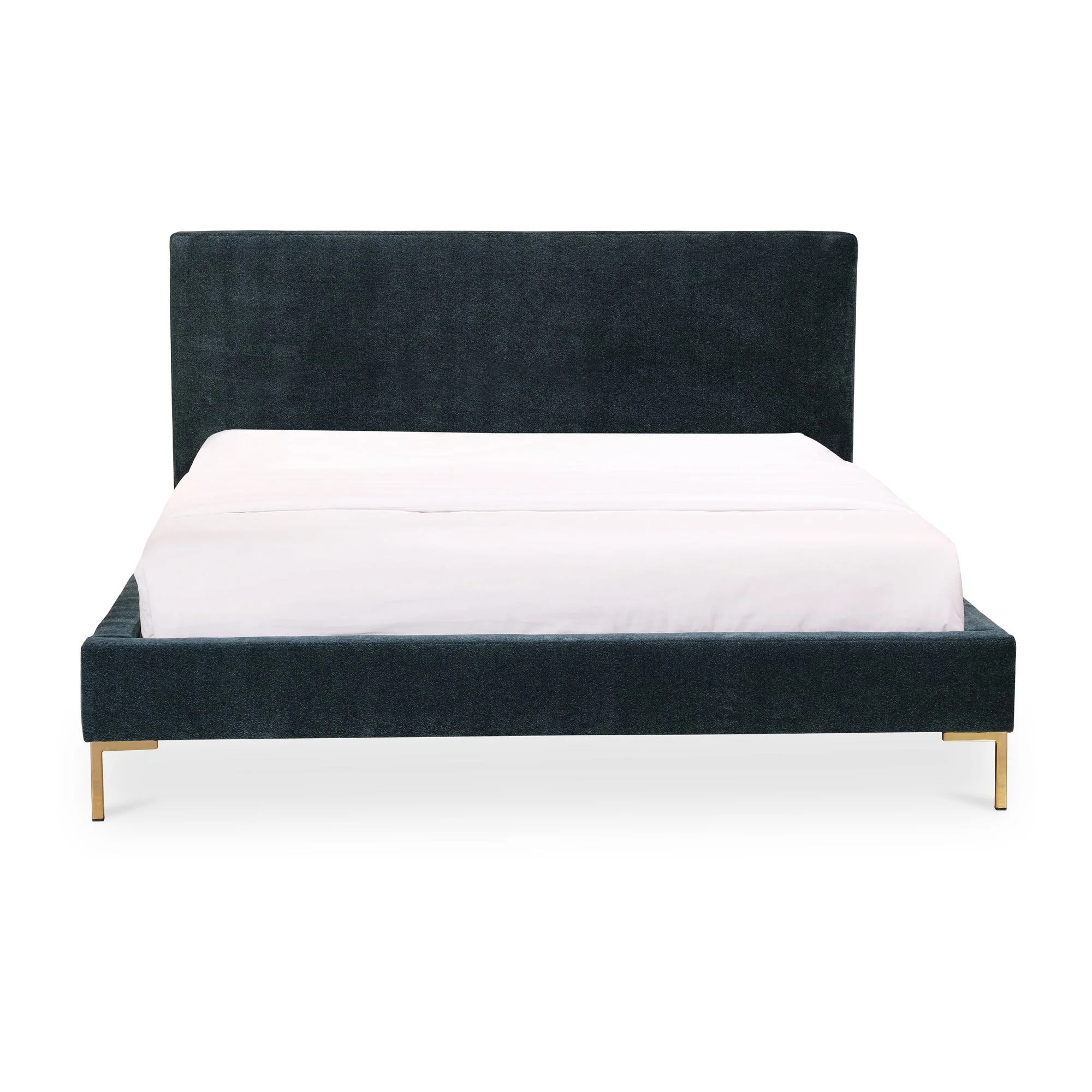 Moe's Home Collection Astrid Blue Velvet Upholstered Queen Size Bed - Image 2