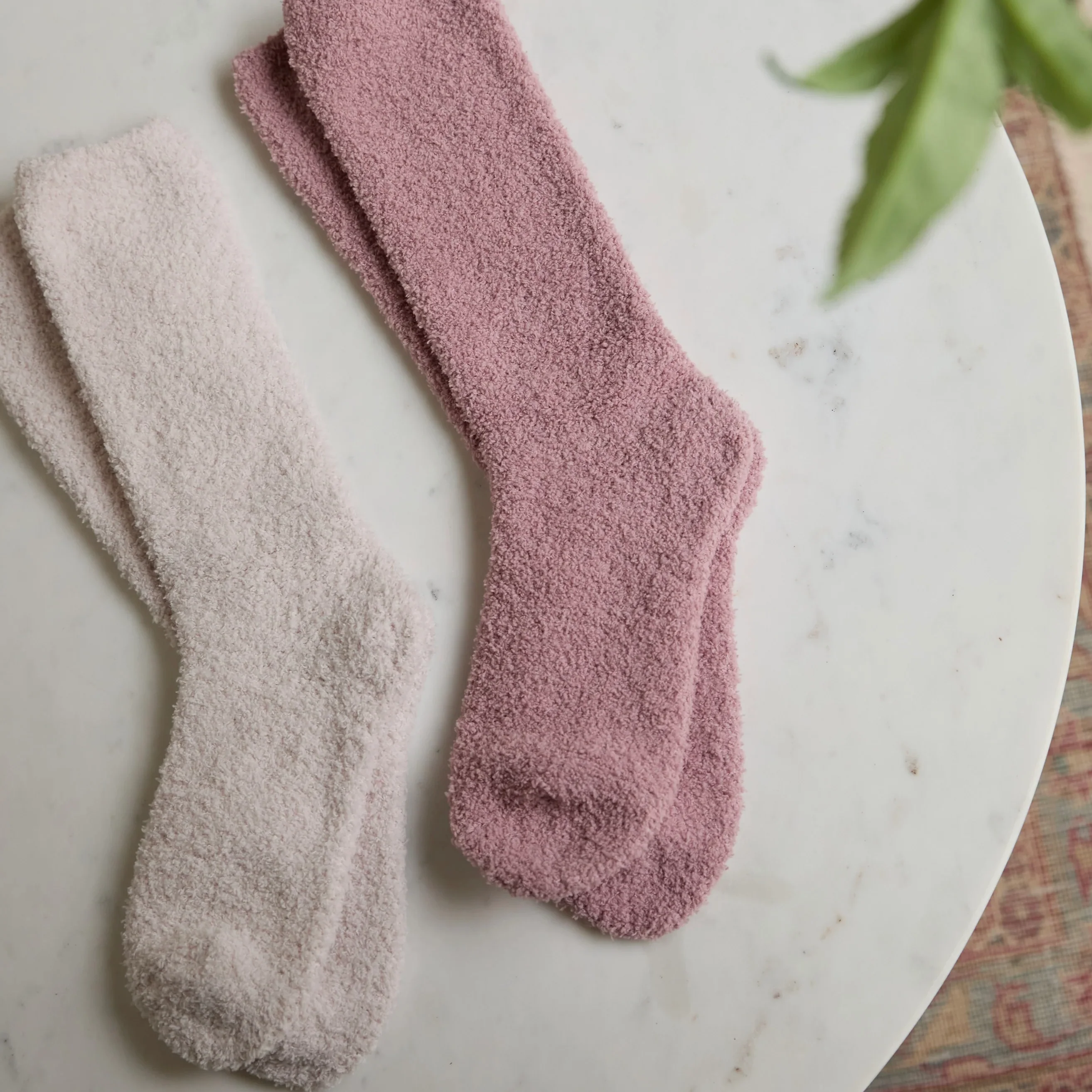 Barefoot Dreams CozyChic 2 Pair Sock Set ~ Teaberry and Heathered Stone ~ IN-STORE PURCHASE ONLY - Image 5