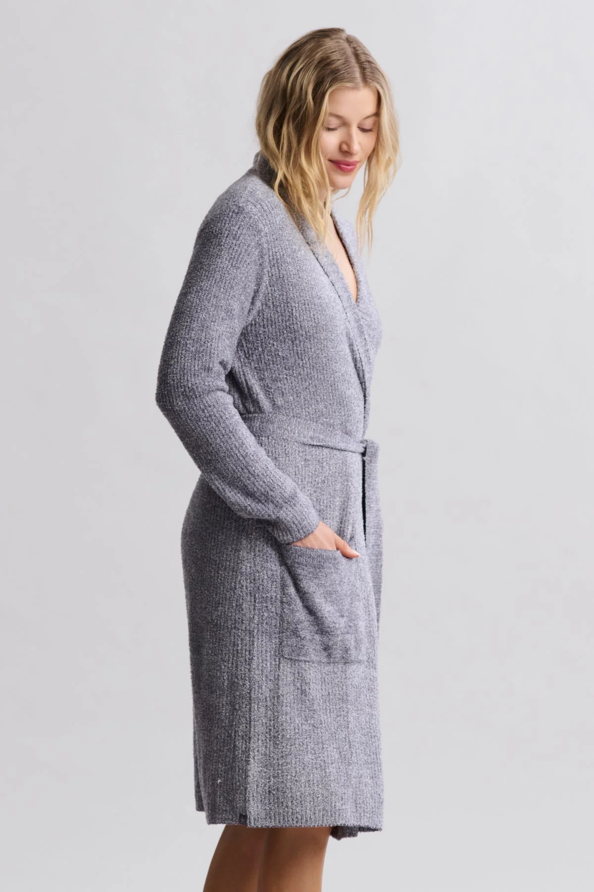Barefoot Dreams CozyChic Lite Ribbed Robe ~ Pacific Blue & Pearl ~ Available In 3 Sizes ~ IN-STORE PURCHASE ONLY - Image 2