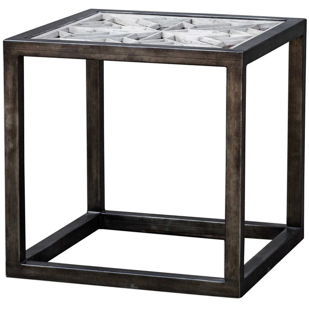 Uttermost Baruti Glass Top With Black Metal Base Square End Table - Image 2