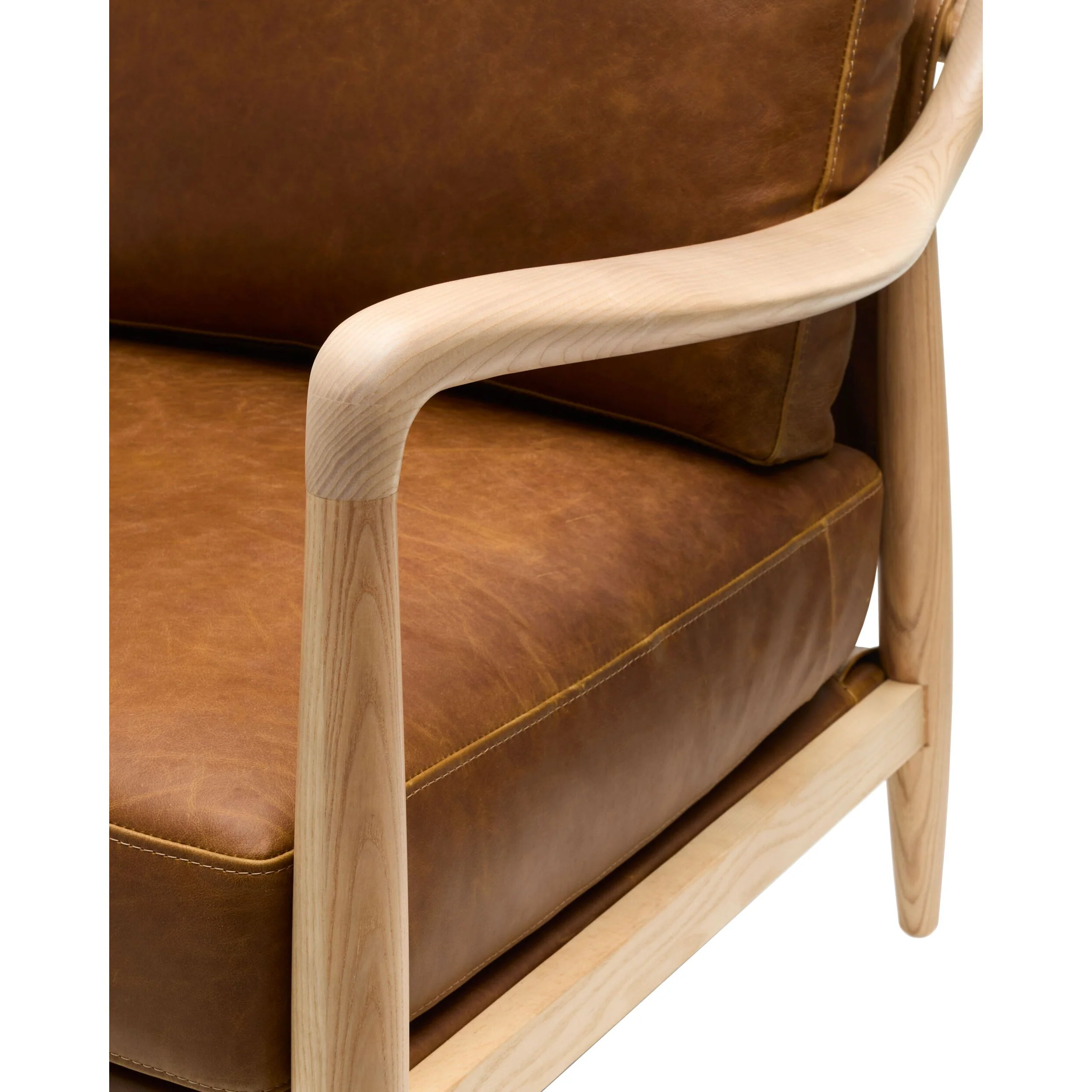 Becki Owens x SURYA Gaviota Accent Chair in Brown Leather - Image 13