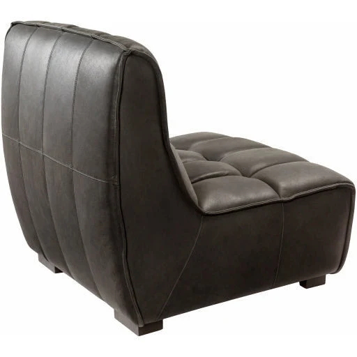 Surya Belfort Modern Channeled Black Leather Accent Chair - Image 7