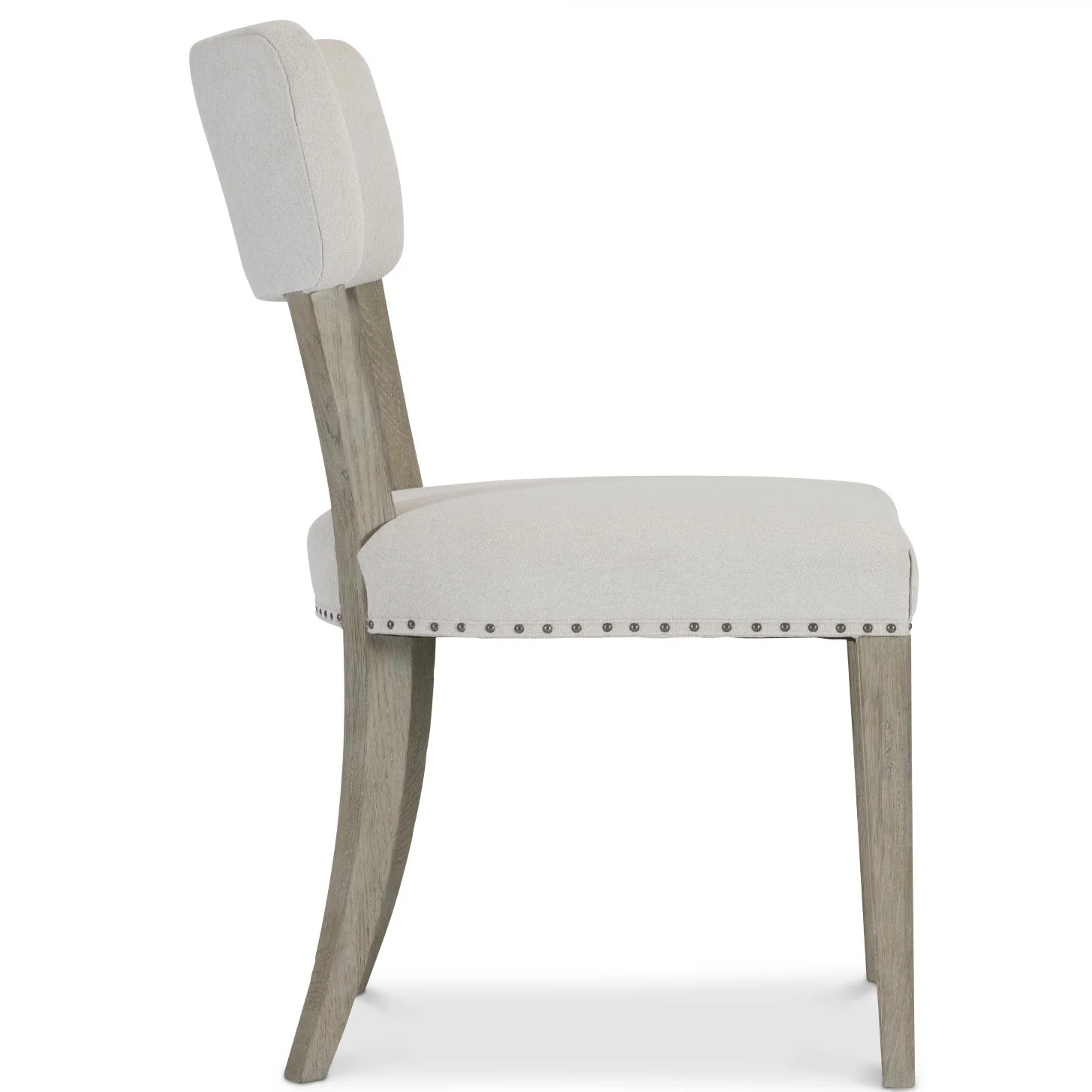 Bernhardt Albion Collection Upholstered Dining Side Chair With Nail Head Trim ~ Pewter Finish - Image 5