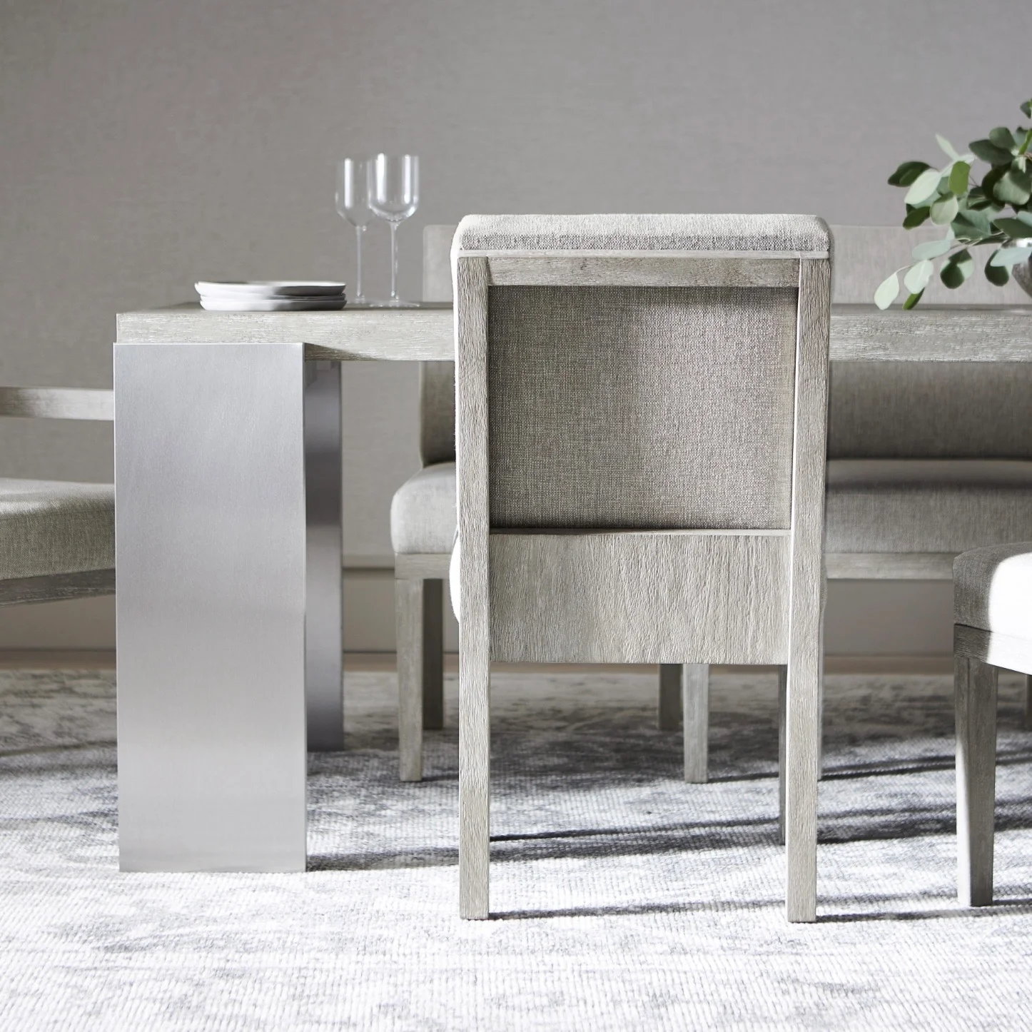 Bernhardt Foundations Collection Upholstered Dining Side Chair ~ Light Shale Finish - Image 9