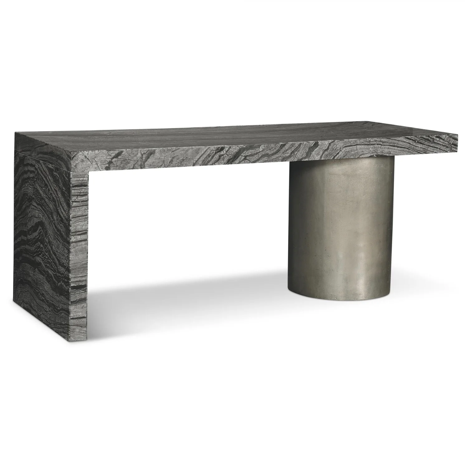 Bernhardt Linea Collection Desk ~ Black Forest Marble Top with Textured Graphite Base - Image 3