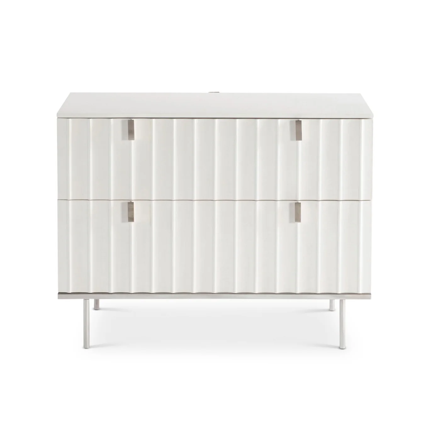 Bernhardt Modulum Collection Two Drawer Nightstand ~ White Adobe Faux Stone Finish - Image 2