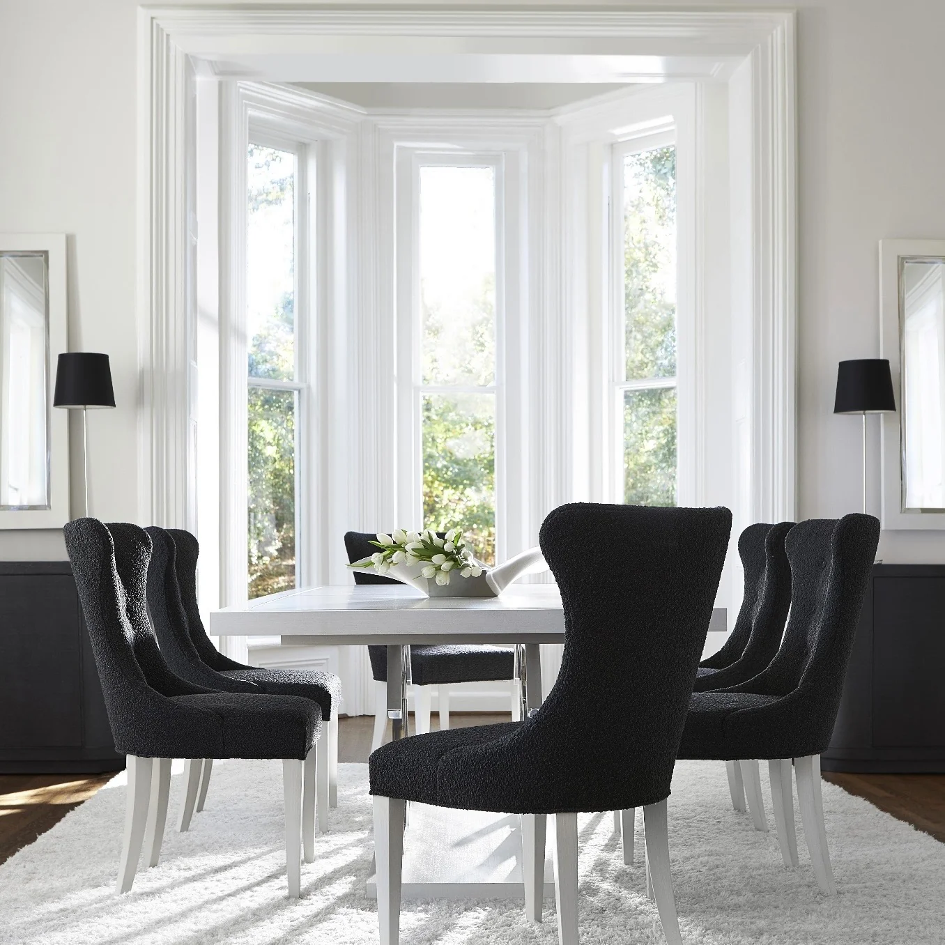 Bernhardt Silhouette Collection Rectangular Dining Table With Sculptural Steel Base