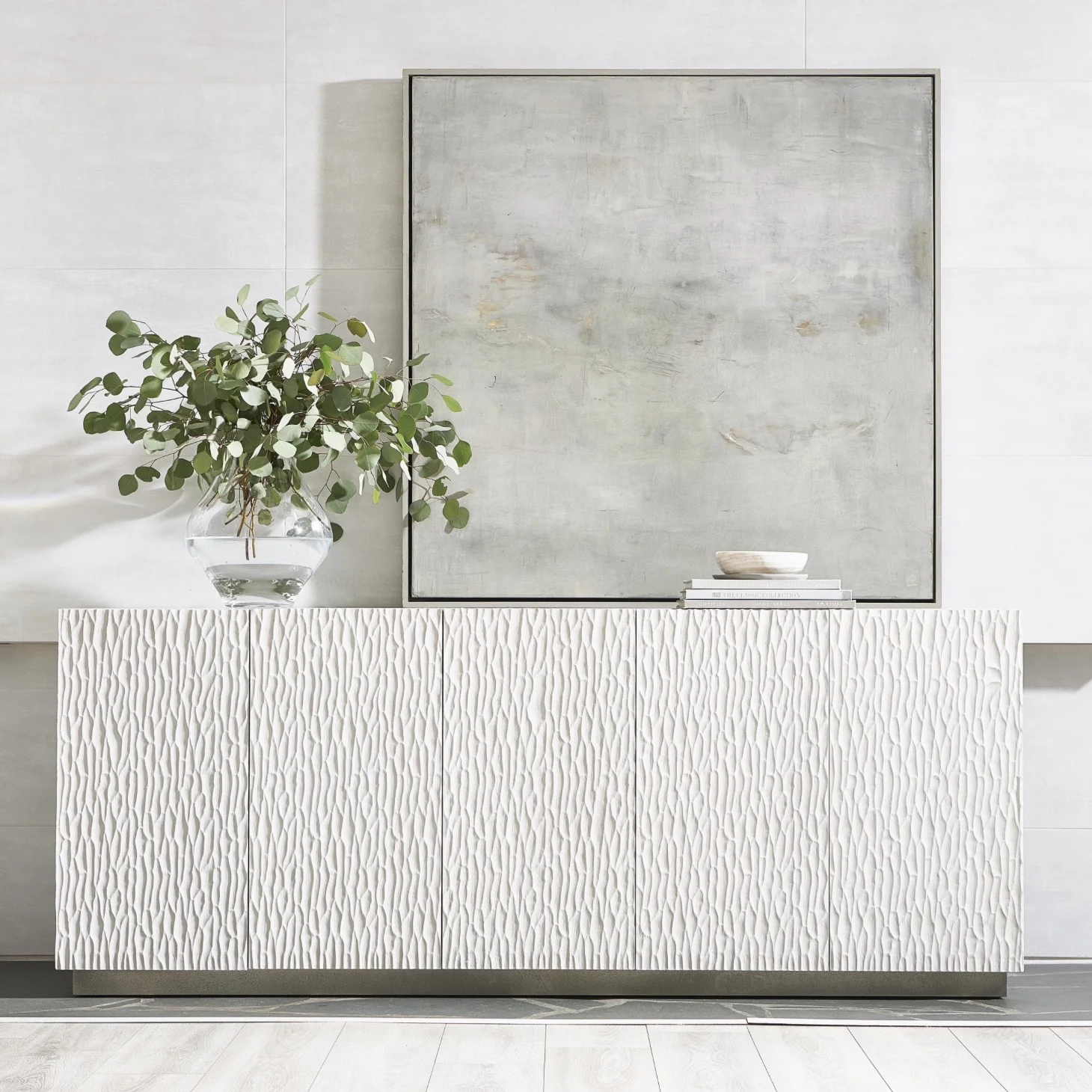 Bernhardt Solaria Collection Entertainment Credenza ~ Weathered Bone Finish