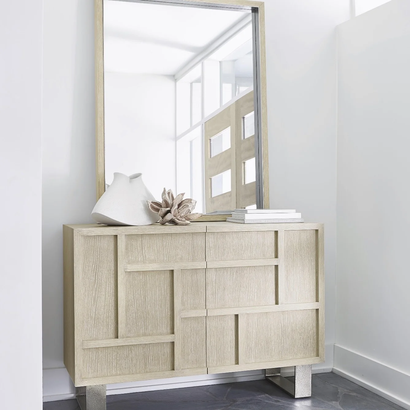 Bernhardt Solaria Collection Mirror ~ Dune Finished Wood Frame - Image 2