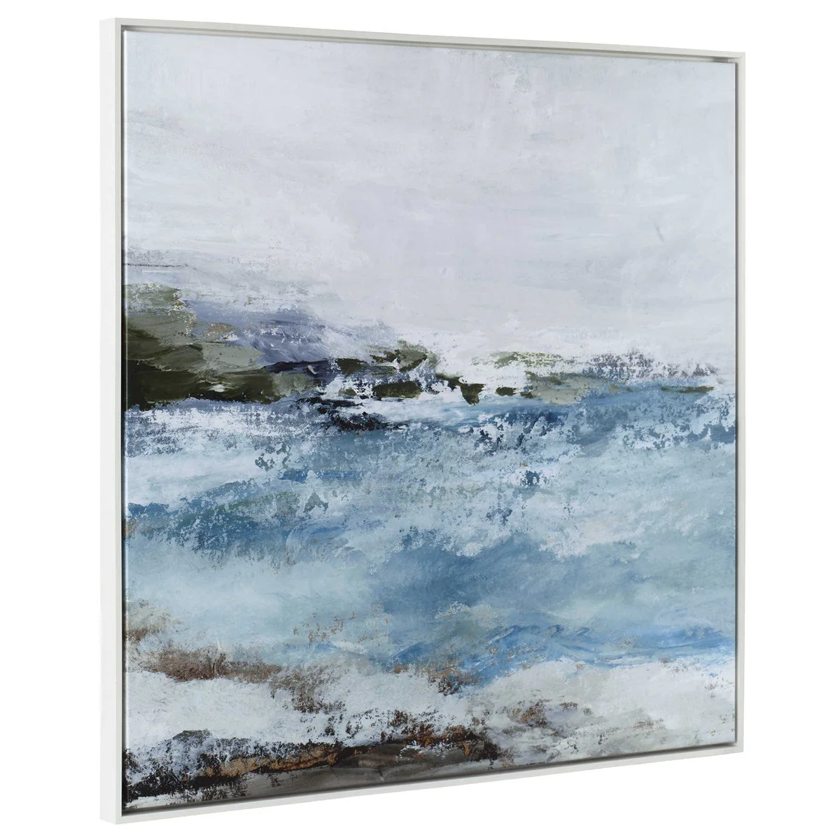 Uttermost Blue Essence White Framed Canvas - Image 4