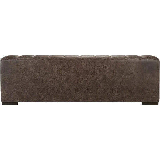 Surya Grenoble Modern Channeled Charcoal Grey Bonded Leather Sofa - Image 4