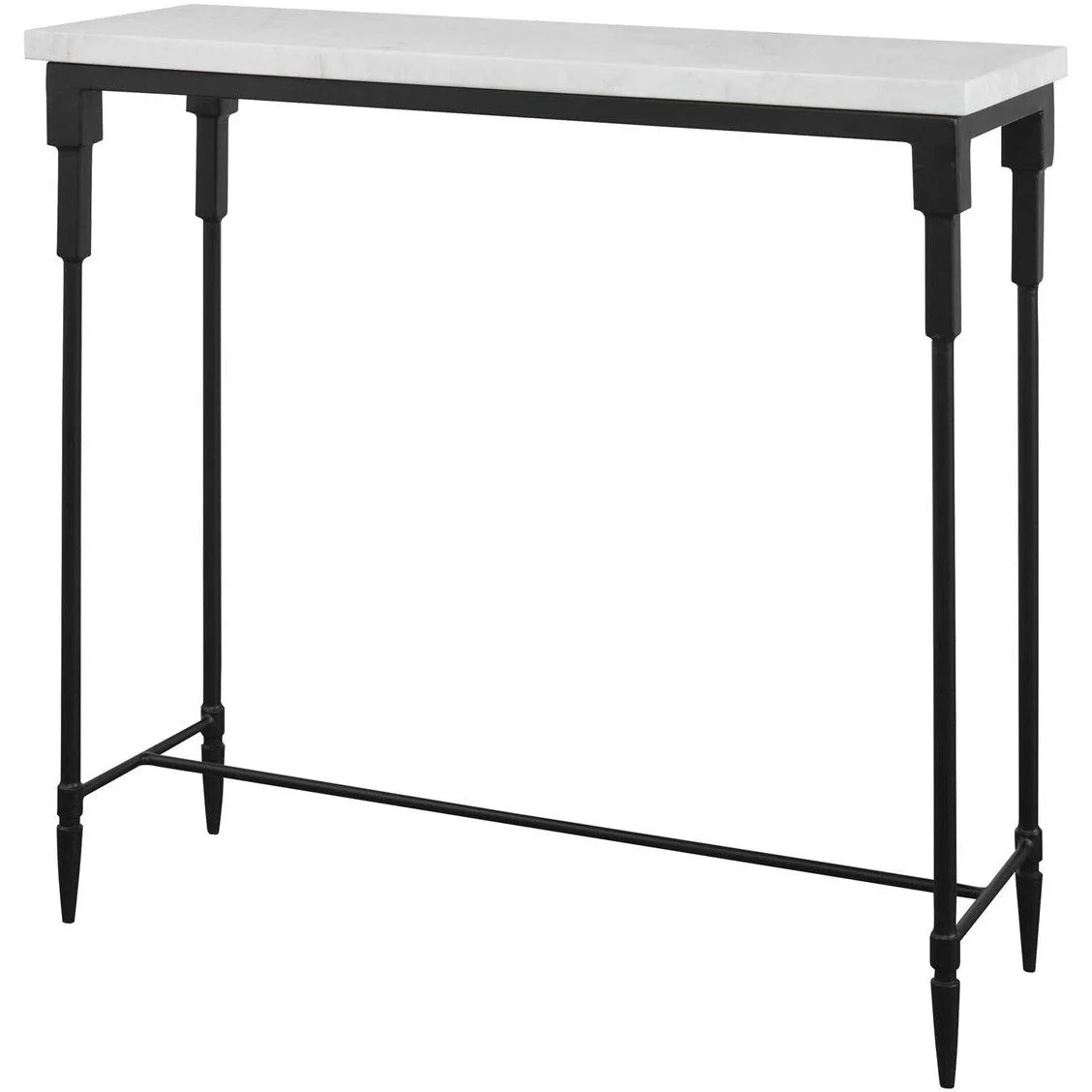 Uttermost Bourges White Marble Top With Black Iron Base Modern Console Table - Image 4
