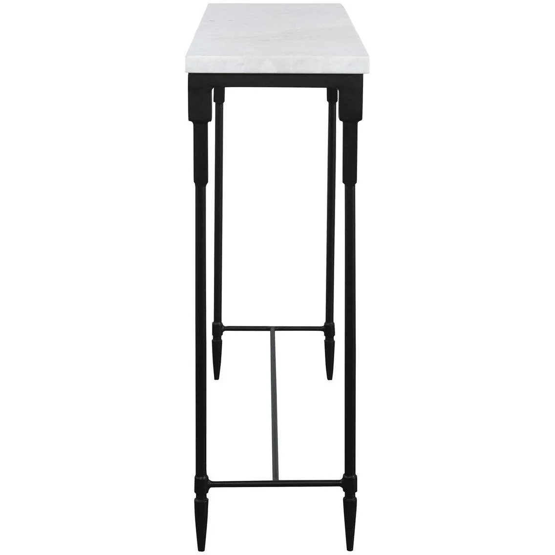 Uttermost Bourges White Marble Top With Black Iron Base Modern Console Table - Image 5