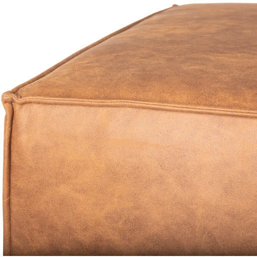 Surya Brown Leather Ottoman | Newberg Modern Faux  NWB-001 - Image 2