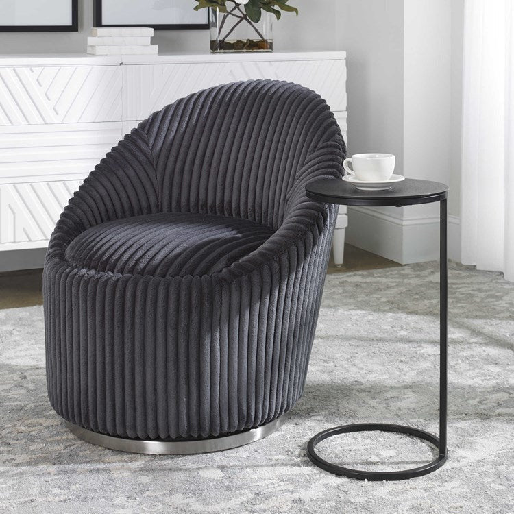 Uttermost Brunei Antiqued Bronze Top With Aged Black Base Modern Round Accent Table - Image 2