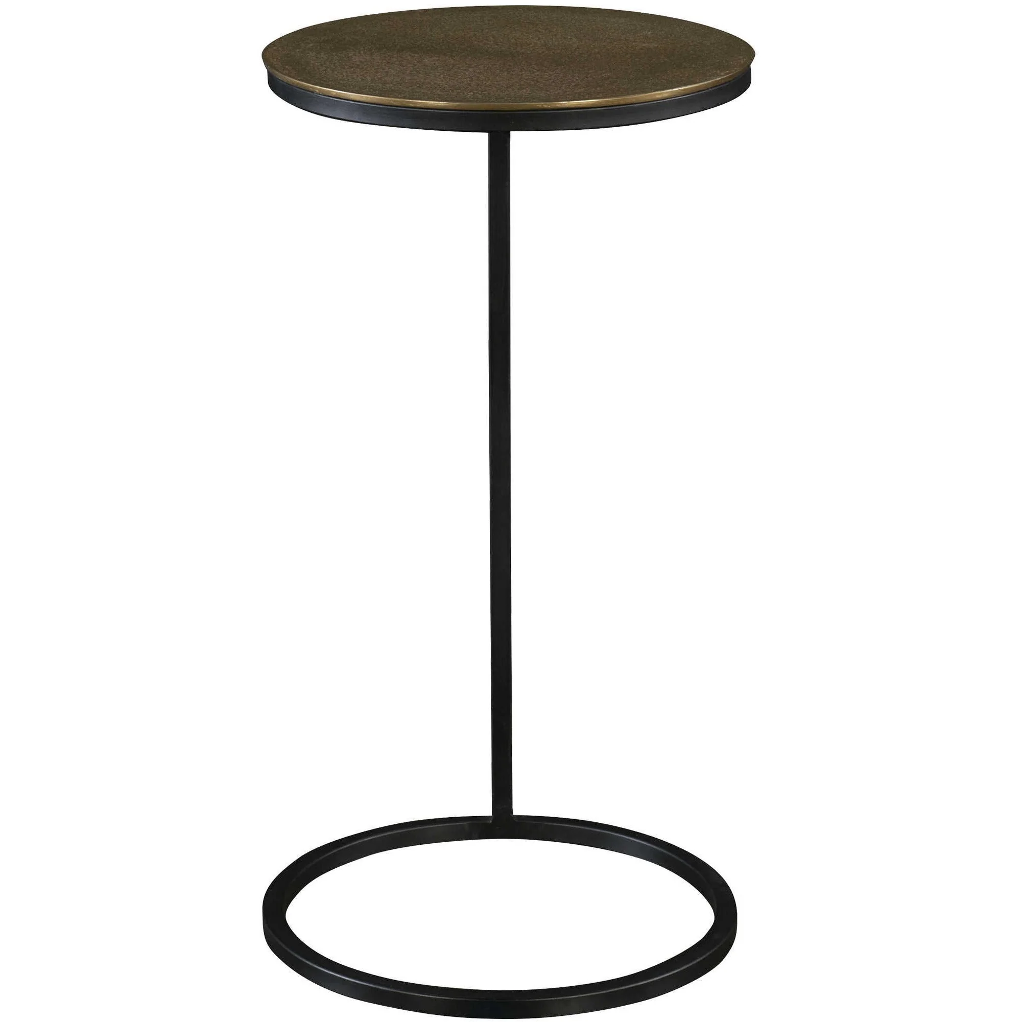 Uttermost Brunei Antiqued Gold Top With Aged Black Iron Base Modern Round Accent Table - Image 4