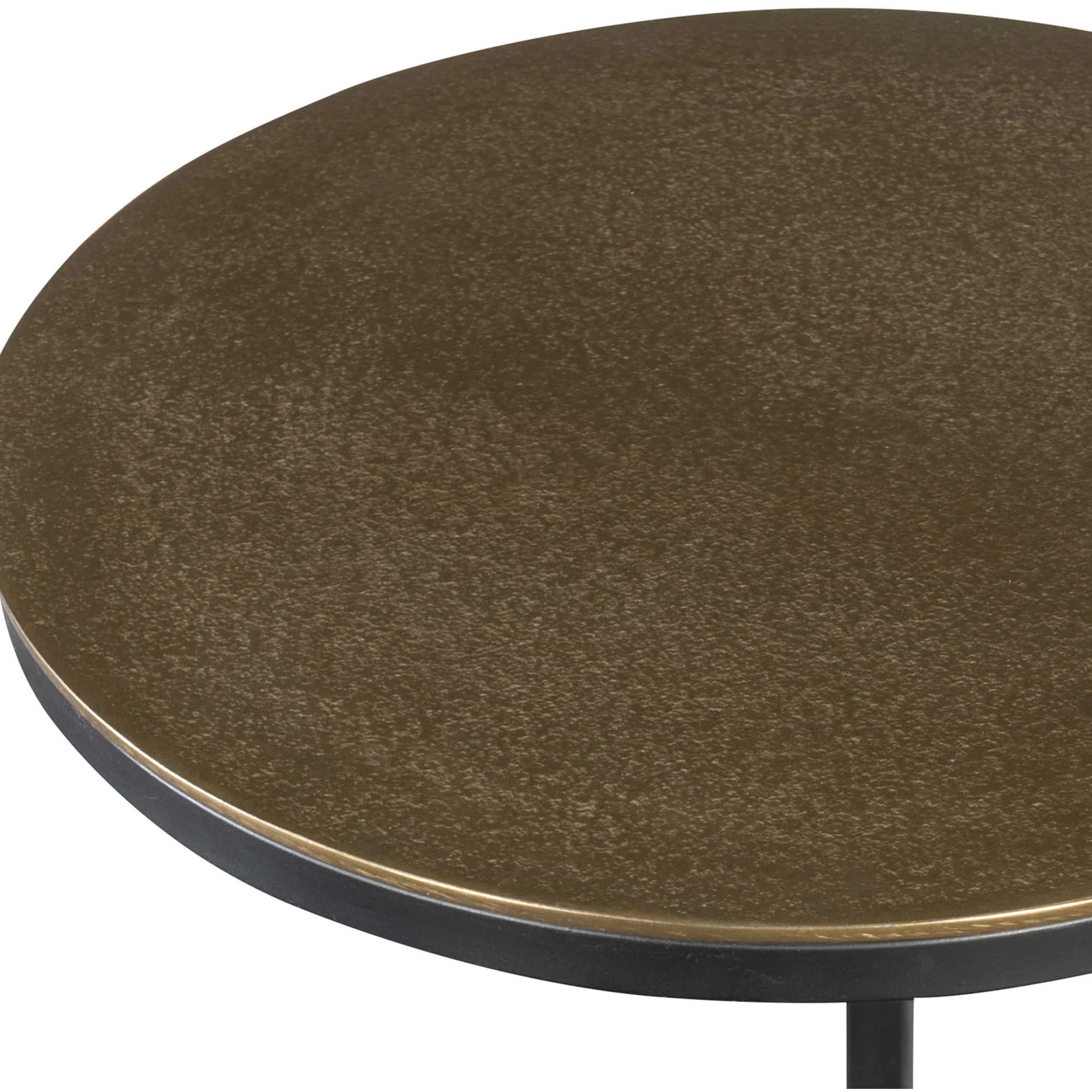 Uttermost Brunei Antiqued Gold Top With Aged Black Iron Base Modern Round Accent Table - Image 5