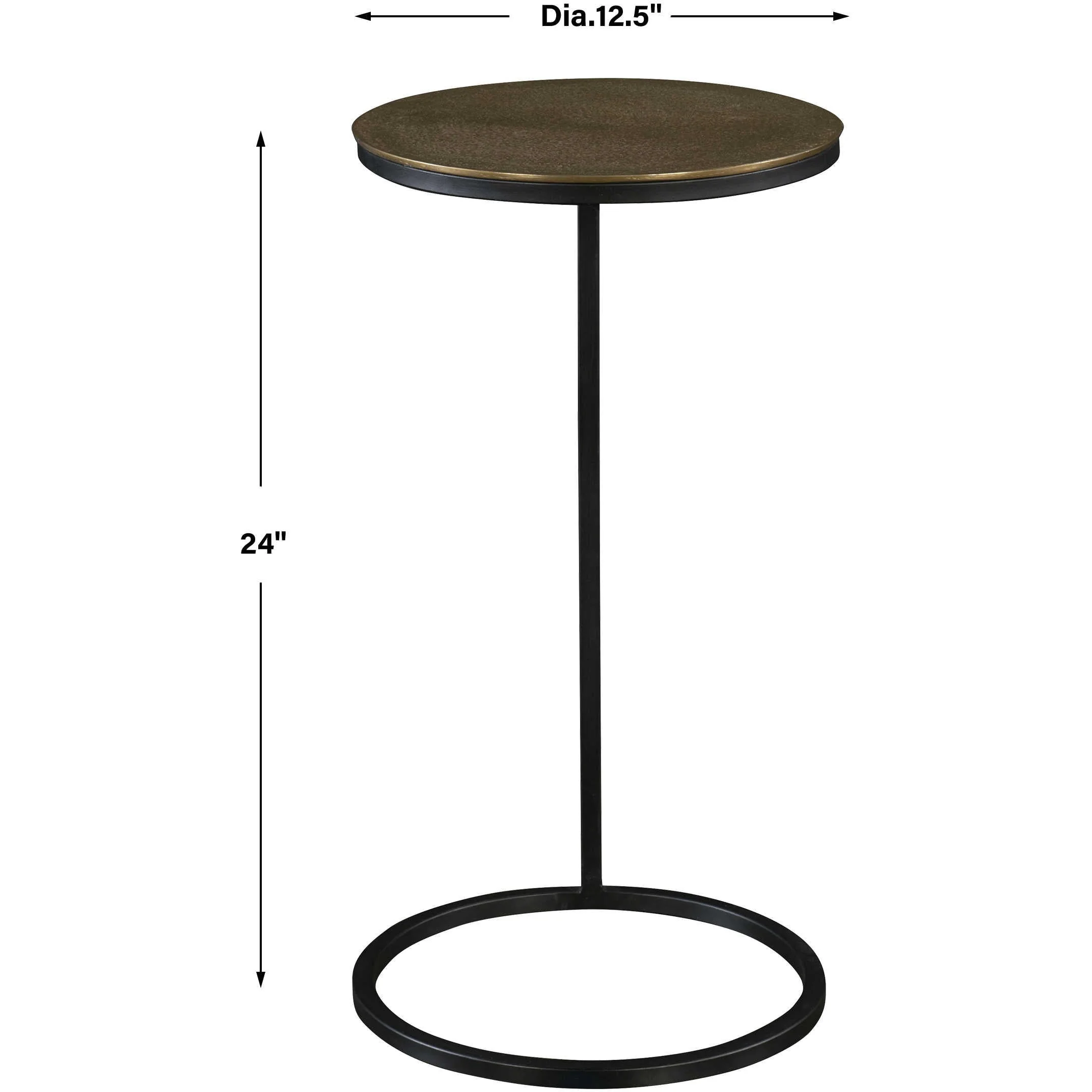 Uttermost Brunei Antiqued Gold Top With Aged Black Iron Base Modern Round Accent Table - Image 6