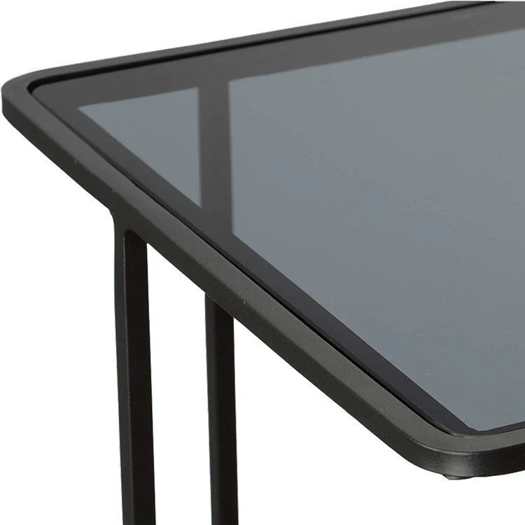 Uttermost Cadmus Smoked Glass Top With Brushed Black Iron Modern Accent Table - Image 7
