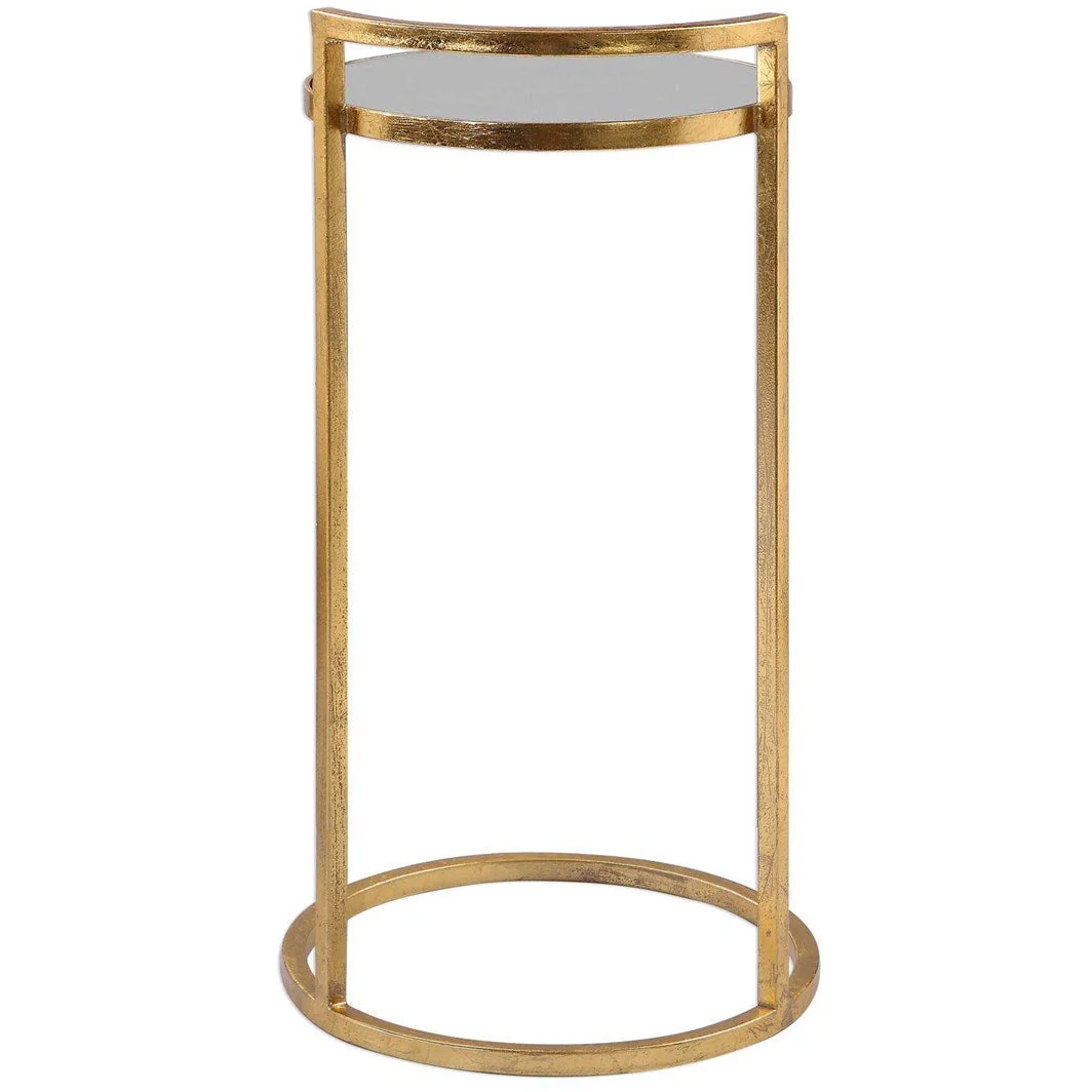 Uttermost Cailin Mirrored Top With Gold Leaf Iron Base Round Accent Table - Image 4