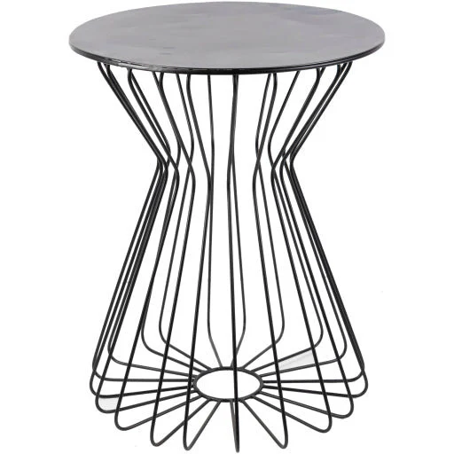 Surya Carlee Modern Black Top With Black Metal Base Round Accent Side Table RAC-001