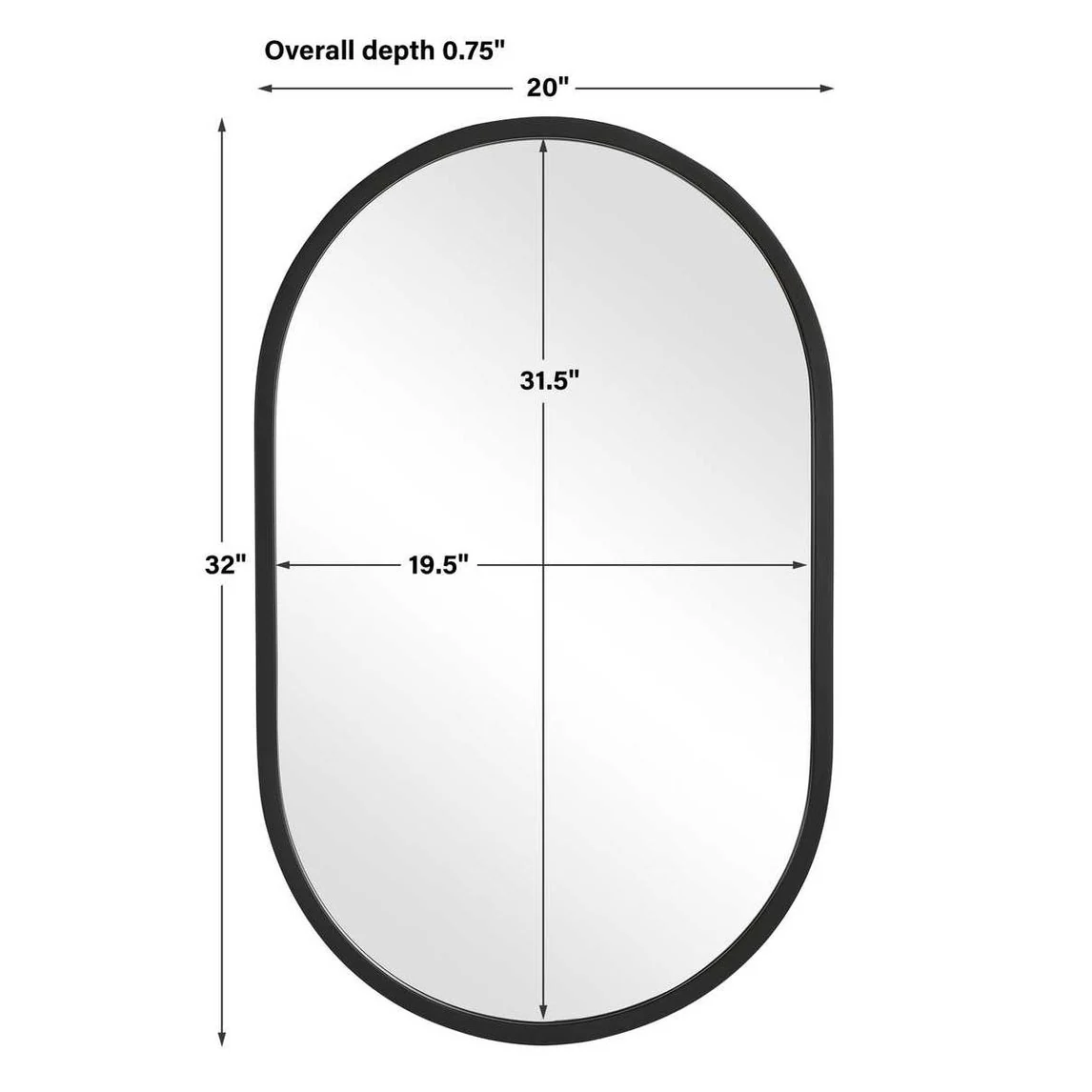 Casa Bella Living Matte Black Framed Oval Shaped Mirror - Image 9