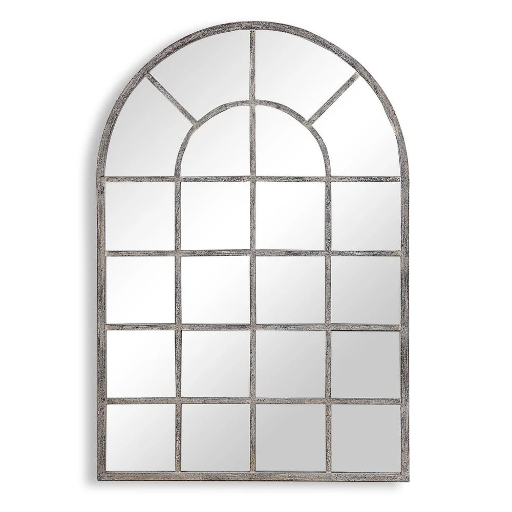 Casa Bella Living Rustic Gray Arched Windowpane Mirror - Image 5